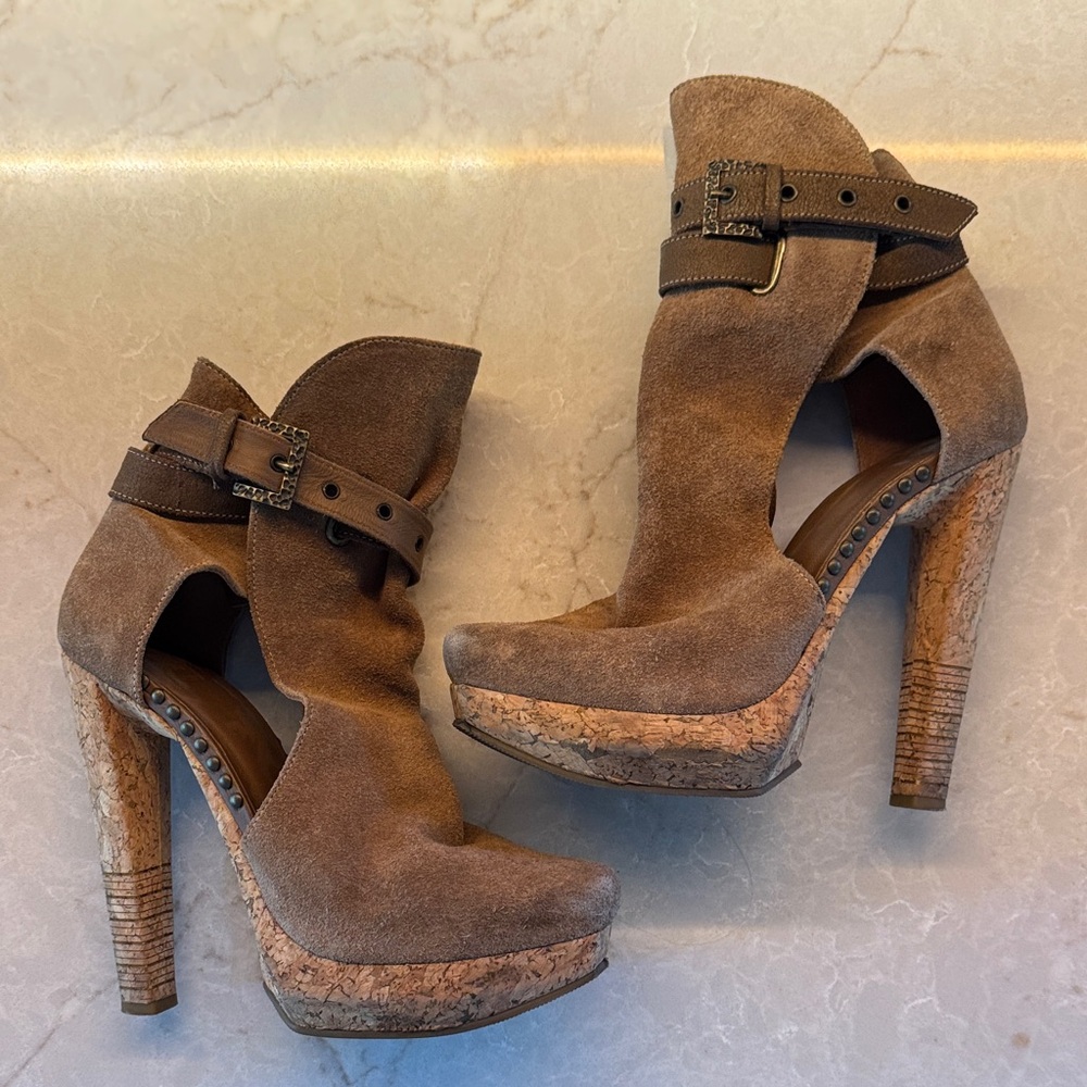 Herve Leger Suede High Heel Ankle Boots